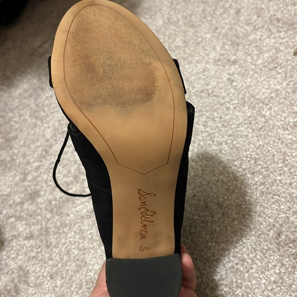 Sam Edelman Lace-up block heel Sandal black suede size 6.5 - Picture 5 of 5